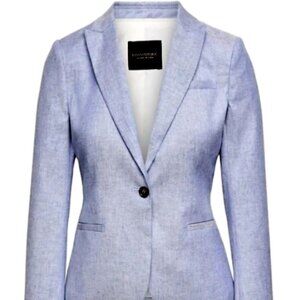 Banana Republic Classic Fit Linen Blend Cross-Weave Blazer Sz 2 Blue #324F